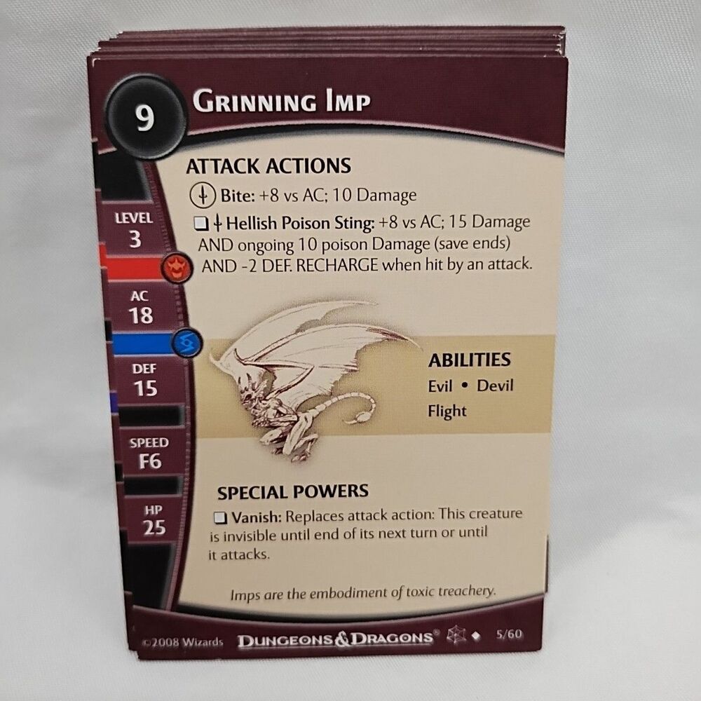 Lot Of (20) Dungeons And Dragons Demonweb Miniatures Game Stat Cards